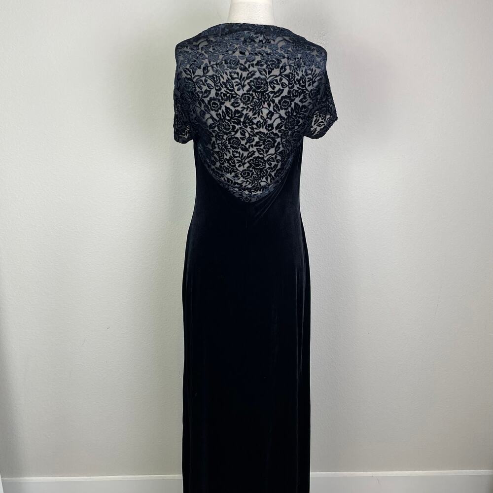 Vintage Black Velvet Y2K 90s My Michelle   Whimsigoth Maxi Dress Medium - Picture 5 of 9